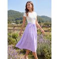 thumbnail image 3 of DARING DIVA Women's Gingham Drawstring Waist Tiered A-Line Midi Skirt Medium Purple, 3 of 8