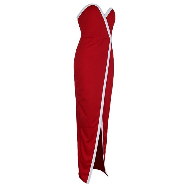 Vestido retro de playa para mujer, sin tirantes, ajustado, con abertura frontal, para mujer S Hugo Vestido largo de las mujeres