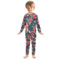 thumbnail image 6 of FORMRS Long Sleeve Top and Pants Pajama Set for Niños 2-Piece Sleepwear, Sizes 18M-8Y, Christmas Themed Leaves, 6 of 6