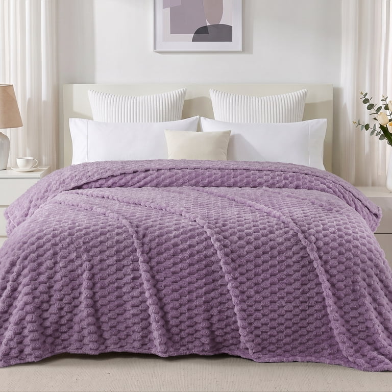 Exclusivo Mezcla King Soft Fleece Blanket, Grayish Purple photo 1