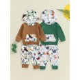 thumbnail image 4 of Aojekbee Boys Autumn 2PCS Outfit Sets Long Sleeve Hooded Tops Chicken/Horse Print Pants Sets, 4 of 10