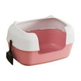 thumbnail image 4 of FITYLE Open Semi Enclosed Anti Splashing Portable Kitten Toilet Bedpan High Sided Cat Toilet Sand Box Sifting Litter Tray Pink, 4 of 9