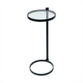 thumbnail image 3 of TEHOME Black Glass Drink Table Metal Martini Round Table Small Drink Side Table for couch Tempered Glass C Shaped End Table for Sofa 10" diam,24.55" h, 3 of 11