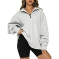 thumbnail image 4 of SAYOO Loose Fall  Sweatshirts for Women, Quarter Zip Solid Color Long Sleeve Casual Pullover, 4 of 6