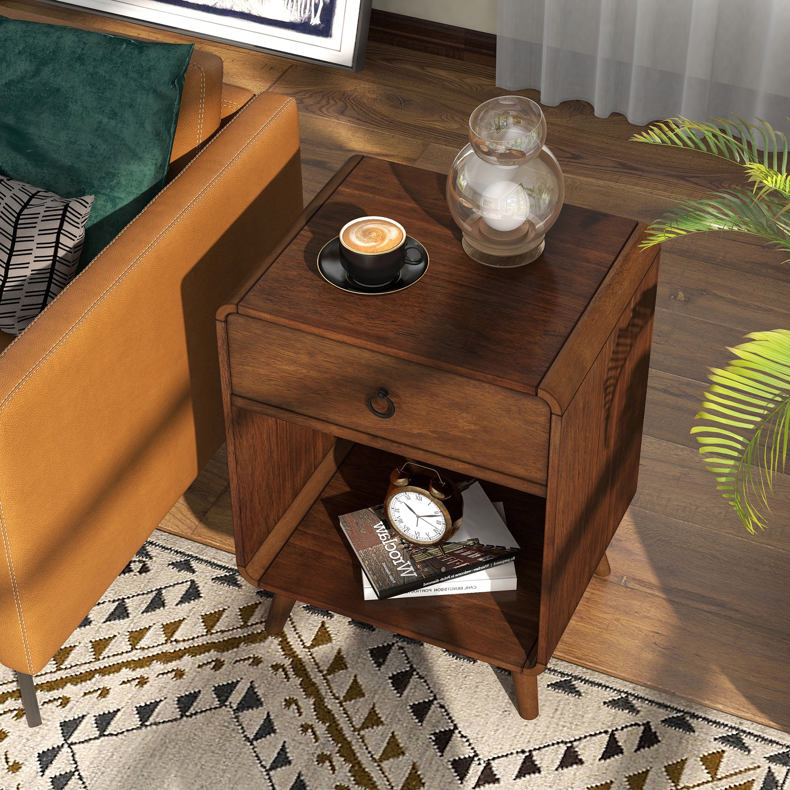 Furniture of America Danon 1-Drawer and 1-Shelf Wood Dark Oak End Table
