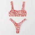 thumbnail image 3 of Guiexla 2 Pcs/Set Swimwear Set Leopard Print Soft Quick Dry Slim Fit Summer Bikini Set for Beach, 3 of 8