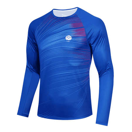 Voofly Mens Fishing Shirts UPF50+ Long Sleeve Rash Guard for Men Fishing Running Blue M