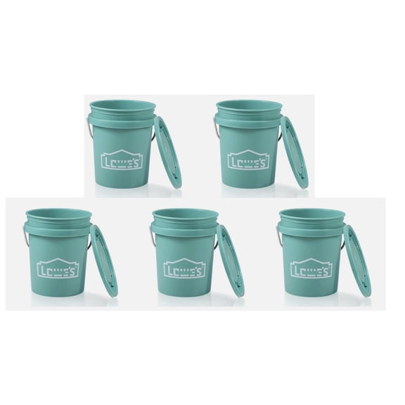 Teal Mini Paint Bucket 0.42 Quart With Lid, Pack of 5