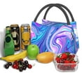 thumbnail image 3 of Fuzoiu Swirl Blue And Purple Print Portable Insulation Lunch Bag,Large Lunch Box,Container Reusable Leakproof Tote for Work, Travel, and Outdoor Activities, 3 of 6