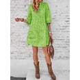 thumbnail image 5 of utcoco Women's 2026 Eyelet Lace Midi Dress V Neck Puff 3/4 Sleeve Button Tiered Sexy A Line Sun Dress, 5 of 6