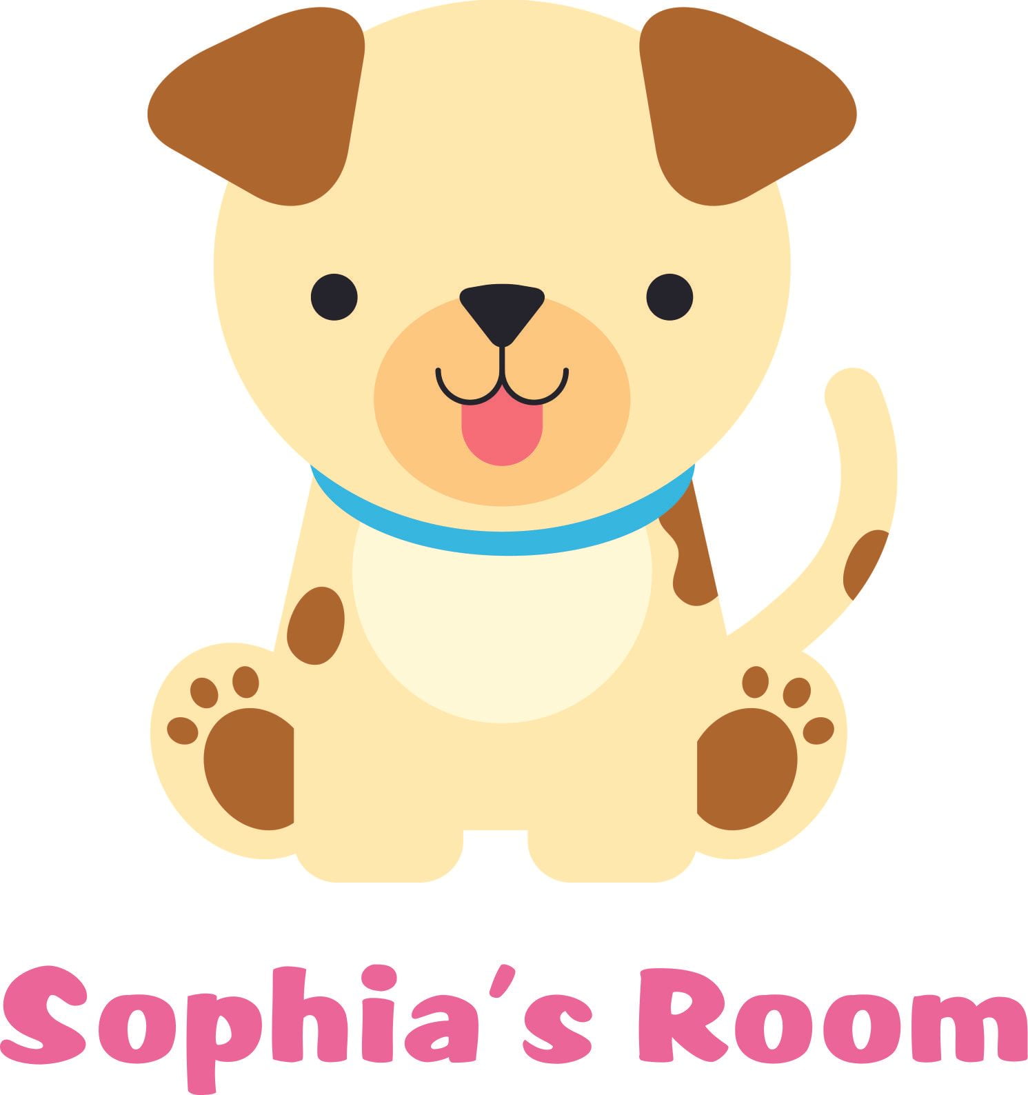 Custom Name Vinyl Wall Decal for Home Cute Puppy Dog Sitting Art Cute Wall Decal Bedroom