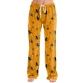 thumbnail image 4 of IYYVV Women Halloween Pajamas Pants Fall Pumpkin Pattern Print Lounge Slacks Comfy Loose Fit Drawstring Elastic Waist Sweatpants Saffron M, 4 of 6