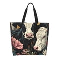 thumbnail image 1 of Balery Vintage Sunflower Cow Bolsa Tote Estilo Estético con Cremalleras, Bolsa de Hombro, Bolsa de Compras Grande y Plegable, 1 of 8