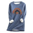 thumbnail image 2 of Babysbule Tops for Women Women Thick Fleece Sweatshirt Long Sleeve Print Velvet Warm Round Neck Underwear Tops, 2 of 3