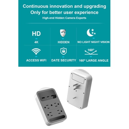 CAMDUCK 4K Wireless Outlet Monitoring Camera, Indoor Security Solution with Night Vision and Mobile App Control