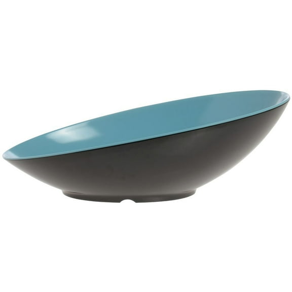 G.E.T. Brasilia 2 1/2 qt Oval Blue Melamine Cascading Bowl - 20"L x 10"W x 5"H #B-798-BL/BK