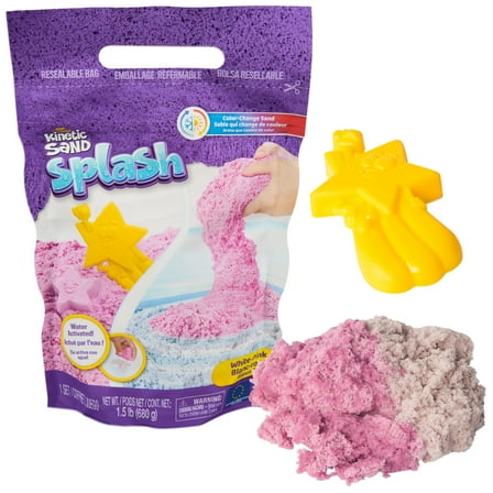Kinetic Sand, Splash 1.5lb White to Pink Bulk Bag, Color-Change Play Sand