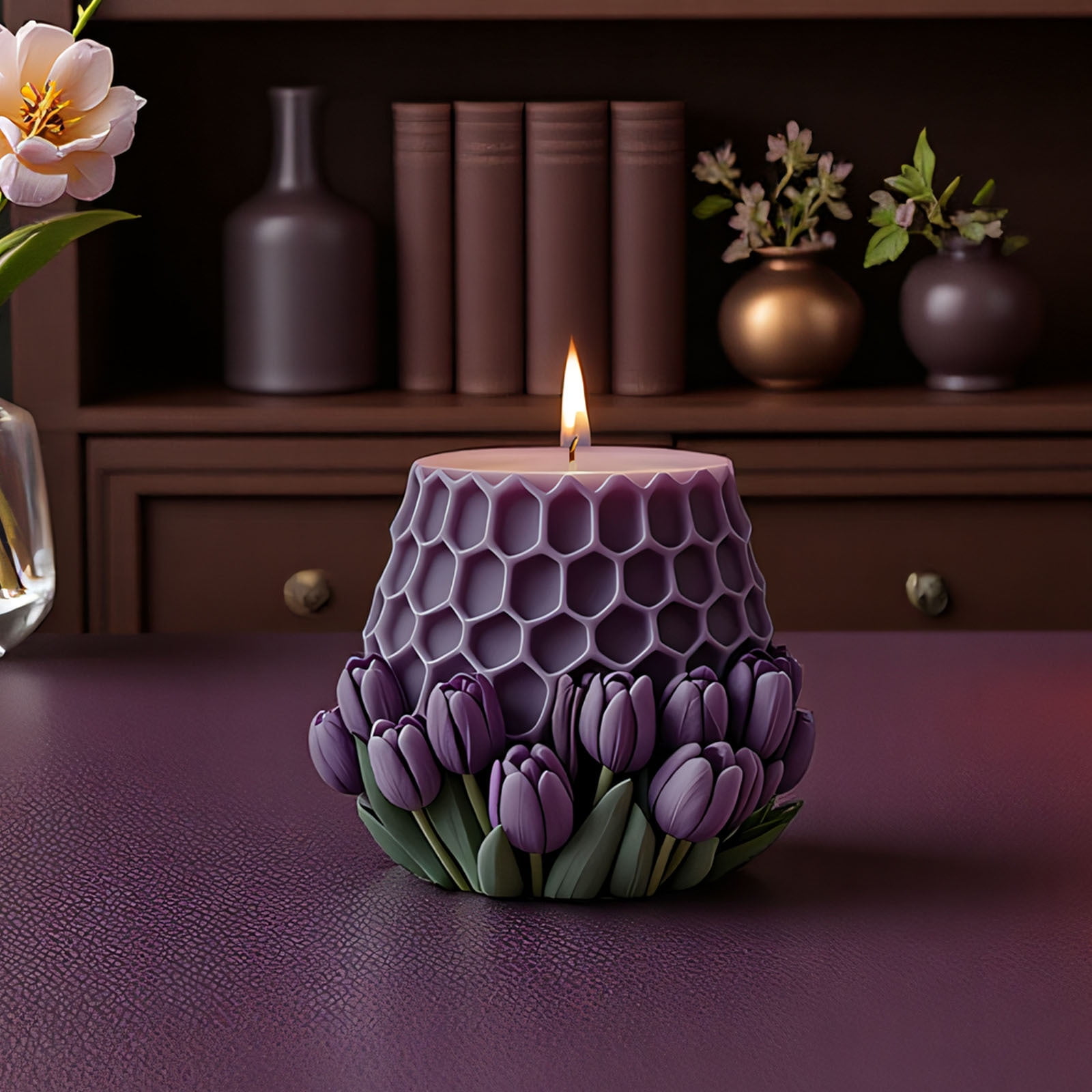 JDH 2PCS Geometric Tulip Cylinder Molds Silicone Wave Spiral Candle Mold - Silicone Resin Casting Molds for Candle & Resin & Soap Craft Supplies