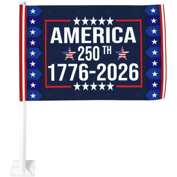 12x18 In Flags, America 250th Birthday USA 1776 2026 250 Years Car Flag Banner Double Sided Small Flag For Car Waterproof Window Clip Fade Proof Cars Window Flags (Without Flagpole)