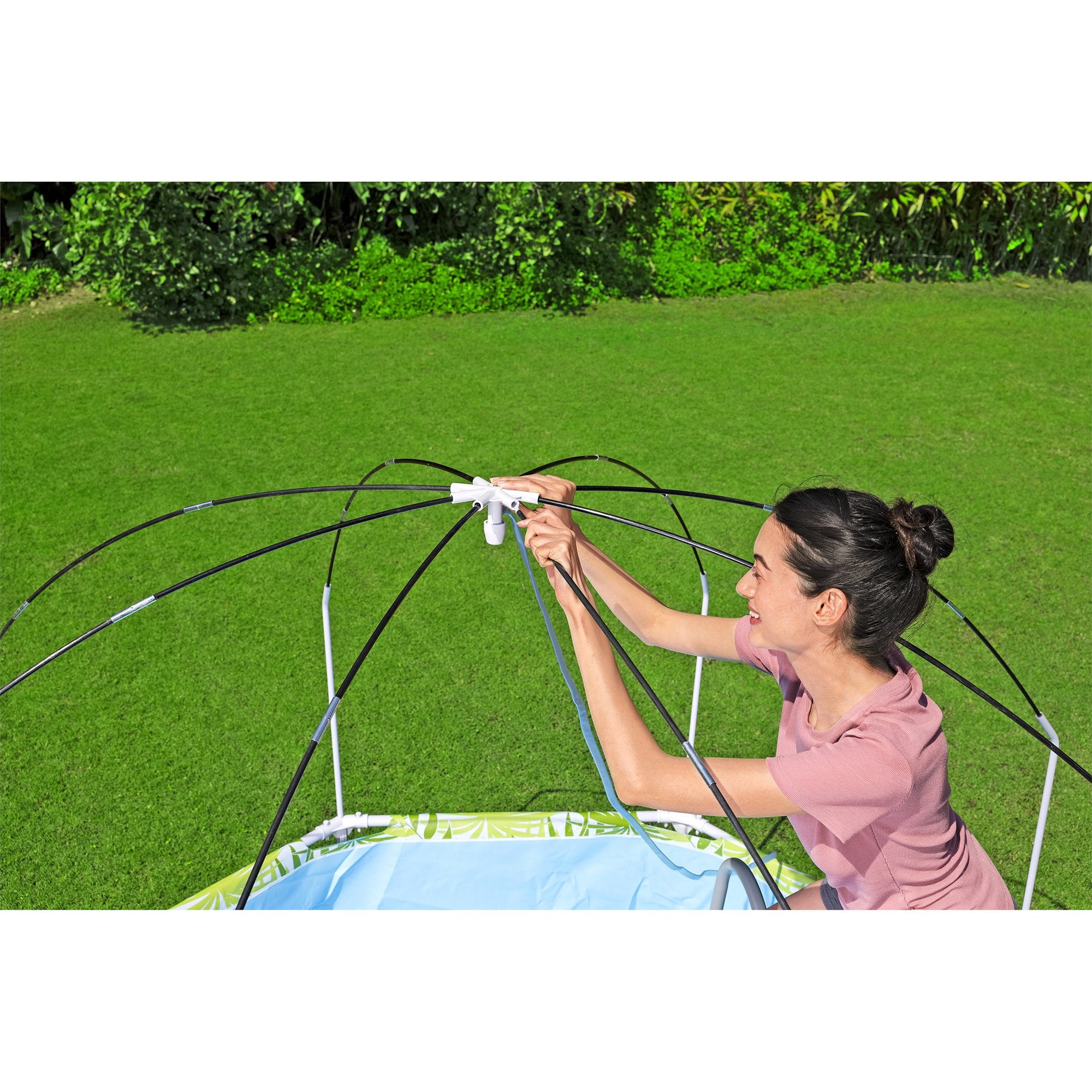 H2OGO!Splash-In-Shade Play Pool - 8' x 20" - 446 , UV Safe Shade Cover With Water Mister, Kids Pool