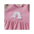 thumbnail image 6 of Infant Baby Girls Casual Romper, Rainbow Pattern Sleeveless Patchwork Sling Bodysuit, 6 of 8