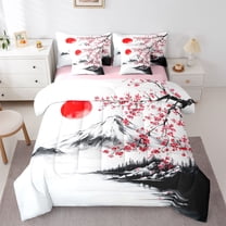 Castle Fairy Japanese Style Twin Bedding Sets,Floral Sakura Bedding Comforter Set