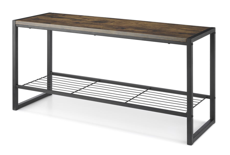 Whitmor Modern Industrial Entryway Bench With Shoe Storage Brown