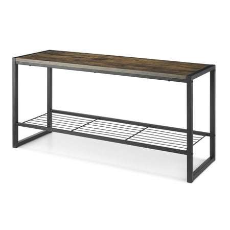Whitmor Modern Industrial Entryway Bench With Shoe Storage Brown