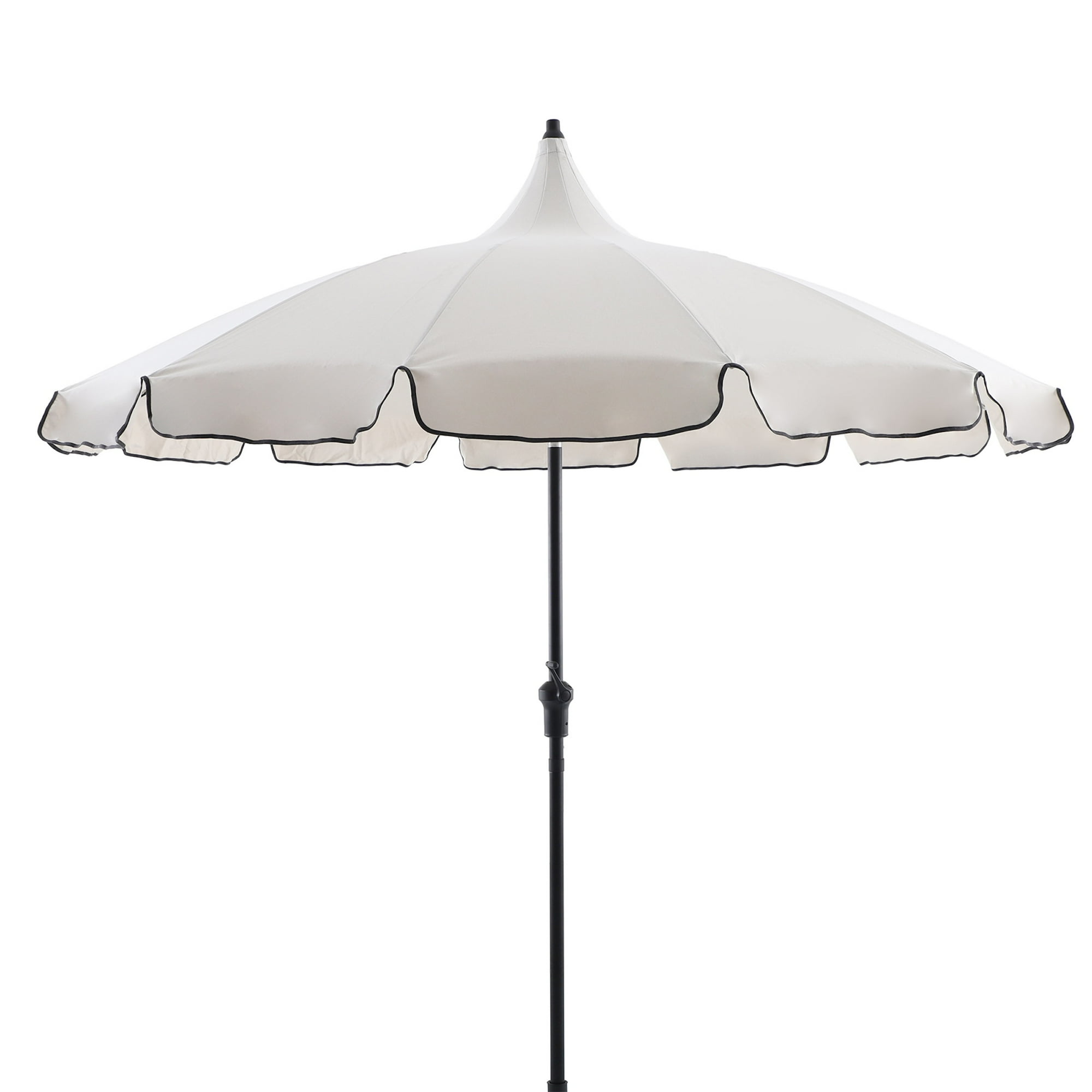 My Texas House 9ft Off-White with Black Trim Round Market Patio Umbrella