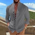 thumbnail image 2 of New Men's Retro Cotton Linen Casual Loose Fitting Long Sleeved Shirt 2XL, 2 of 5