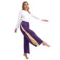 thumbnail image 5 of YiZYiF Women's Praise Dance Outfit Asymmetrical Metallic Dress with Pants Liturgical Worship Costume Purple L, 5 of 7