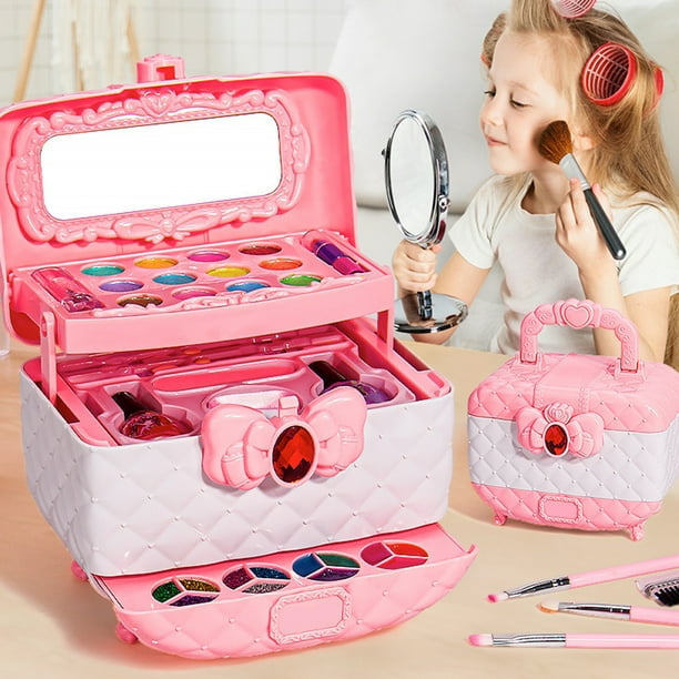 Coffrets de Maquillage Cosmétiques pour Enfants Filles Mallette Coiffure  Jouet Cadeau D'Anniversaire pour Princesse