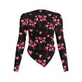 thumbnail image 2 of Xoenoiee Heart Love Balloon Pattern Women's Long Sleeve Round Neck Slim Fit Top Valentine's Day Irregular Hem Asymmetrical Basic Tee Y2K Going Out Blouse, Size M, 2 of 7