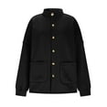 thumbnail image 5 of Turilly Women's Solid Drop Shoulder Sleeve Long Sleeved Stand Collar Coats Loose Casual Button Jacket With Pockets, 5 of 6