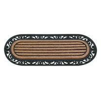 A1HC First Impression Striped Oval 18"X48" Rubber and Coir Molded Double Doormat