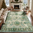 thumbnail image 2 of NewBuros Area Rugs 8'x10' Washable Non-Slip Boho Rugs, Soft Stain Resistant Low Pile Print Indoor Carpet for Living Room Bedroom Dining Room, Light Green, 2 of 10
