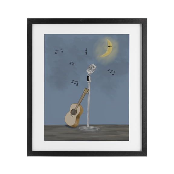 Stupell Industries Music And Moon Stage Black Framed Print Under Glass, design by Leslie Hermosa