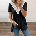 thumbnail image 2 of Mode Femmes Été V-Cou Couleur Unie Manches Courtes Blouse Décontractée Tops, 2 of 5