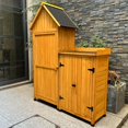 thumbnail image 4 of Gabinete de almacenamiento al aire libre, caja de herramientas de madera maciza, gabinete de almacenamiento Pastoral para jardín, impermeable, jardinería, balcón, clasificación de artículos diversos p, 4 of 4