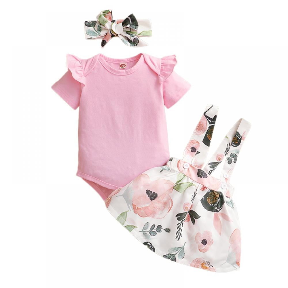 QASIMOF Infant Baby Girl Clothes Newborn Outfits Ruffle Romper Onesies Floral Girl Shorts Set Summer Baby Clothes Girls Outfit