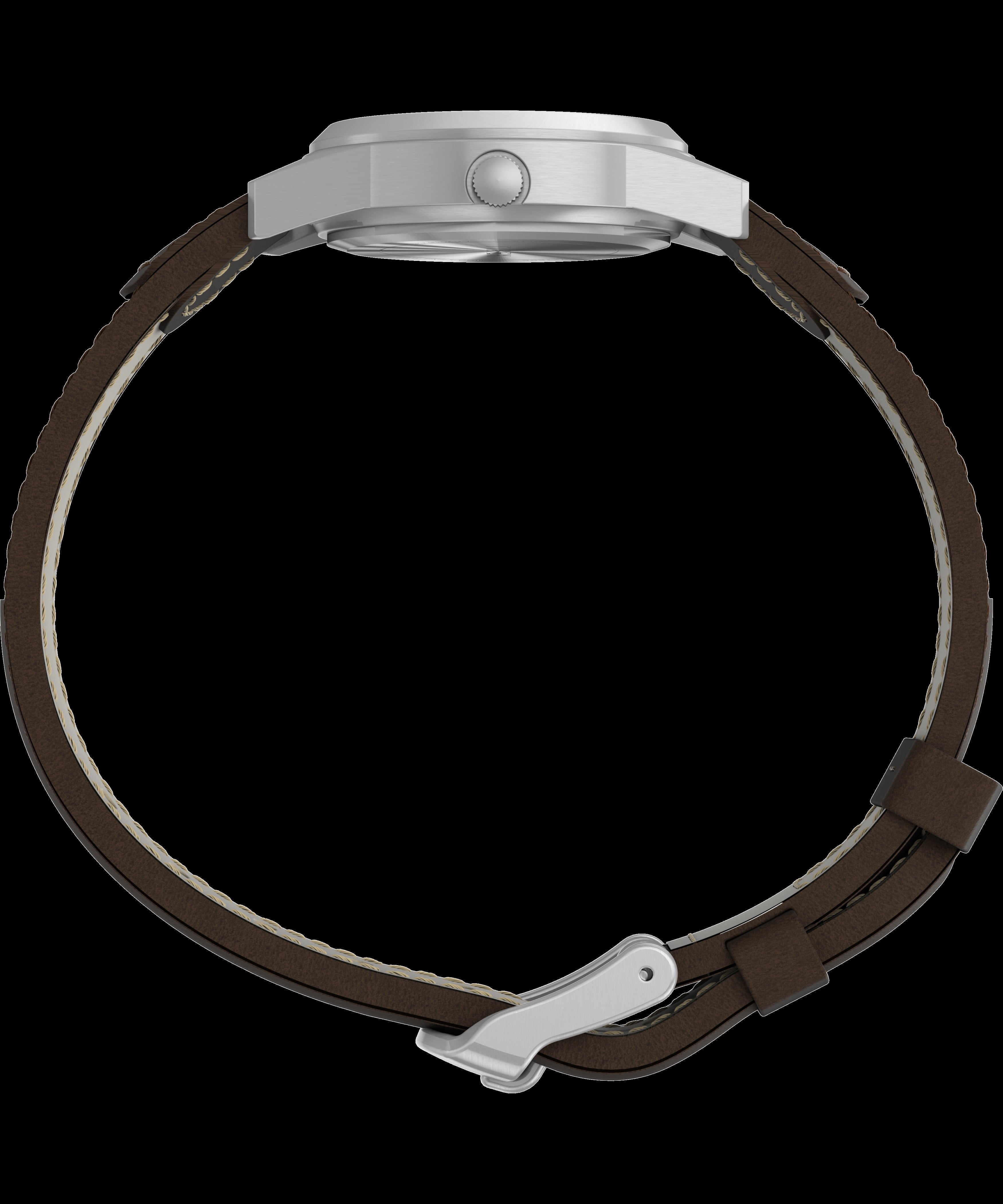 Timex Women's Expedition Metal Field Mini 26mm Watch – Silver-Tone Case Cream Dial with Black & Brown Fabric & Leather Strap