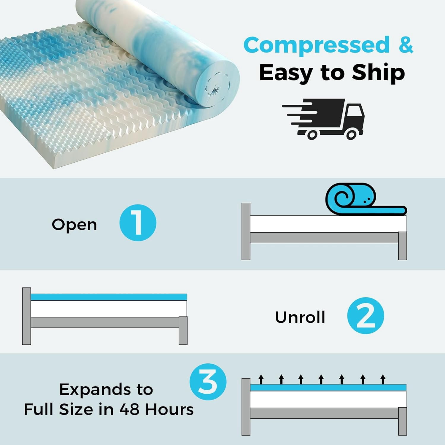 2 inches Full Size Gel Memory Foam Mattress Topper,Pressure Relief for Back Pain