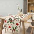 thumbnail image 2 of Watercolor Holly Leaves Stars Christmas Table Runner,Winter Pine Branches Holiday Decoration for Kitchen, Dining Table, and Home Party Decor 13x70in, 2 of 5