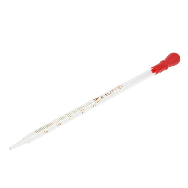 Pipeta graduada de vidrio con tapa de goma para dispensación de cuentagotas de química de laboratorio 2 ml