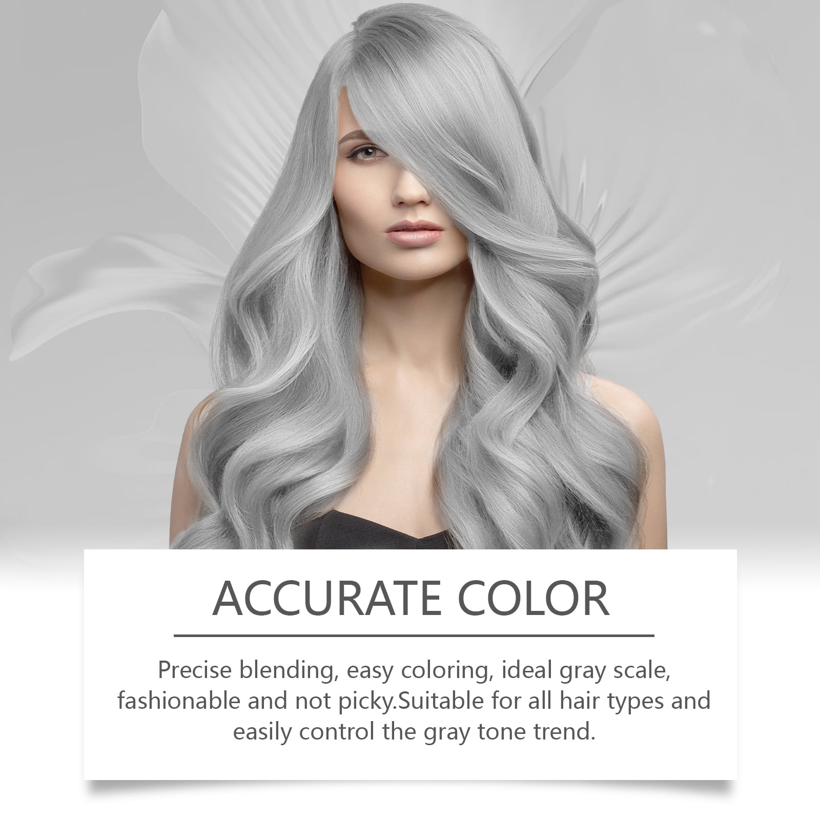 Alvantor Silver Hair Color Dye Moisturizing Demi Permanent Color for Gray Coverage Long-Lasting Nourishing, 3.53oz