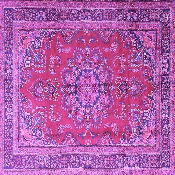 Ahgly Company Indoor Square Medallion Purple Traditional Area Rugs, 5' Square