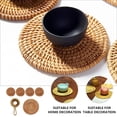 thumbnail image 4 of 5pcs Rattan , Braided Insulation Cup Holder Tea Cup Pads with Tea Strainer For Drinks Home ration Holder, 4 of 8
