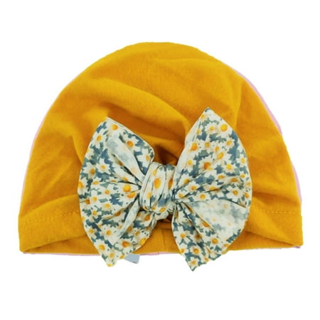 

Hat For Kids Toddler Baby Boys Girls Floral Print Knitted Cap Beanie Bowknot Elastics Turban Hat