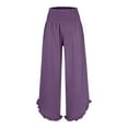 thumbnail image 2 of Purple Linen Pants Women's Solid Color Fashionable Casual High Waisted Pleated Irregular Cotton Linen Loose Pants for Women, 2 of 6