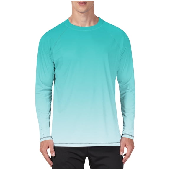 YLSDY Mens Swim Shirts UPF 50 Rash Guard Long Sleeve Sun UV Protection Beach Shirts Quick Dry Fishing T-Shirt Mint Green L